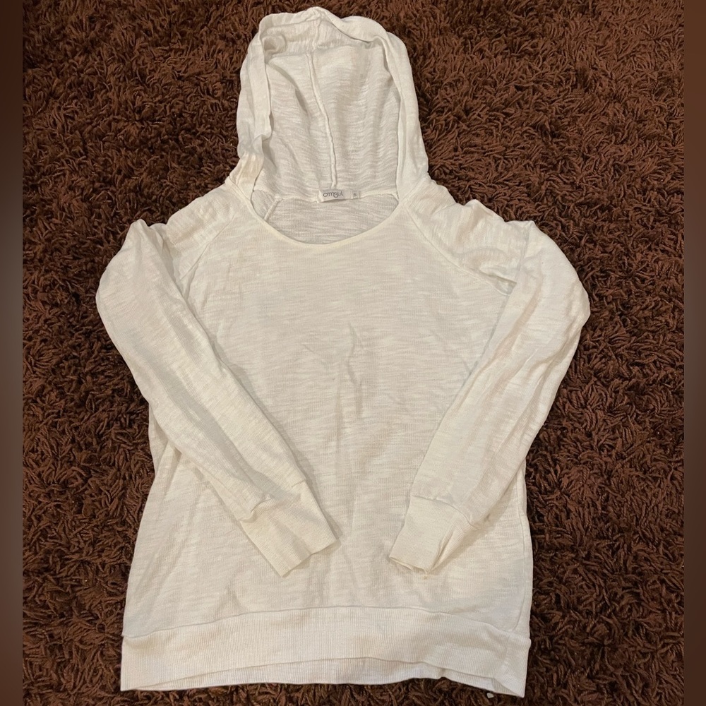 omgirl white hoodie thin sweatshirt - size s